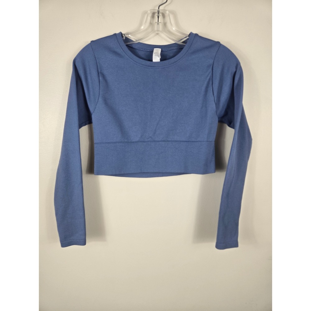 OFFLINE by Aerie Womens Blue Long Sleeve Ribbed Hem Crop Top Size S/P